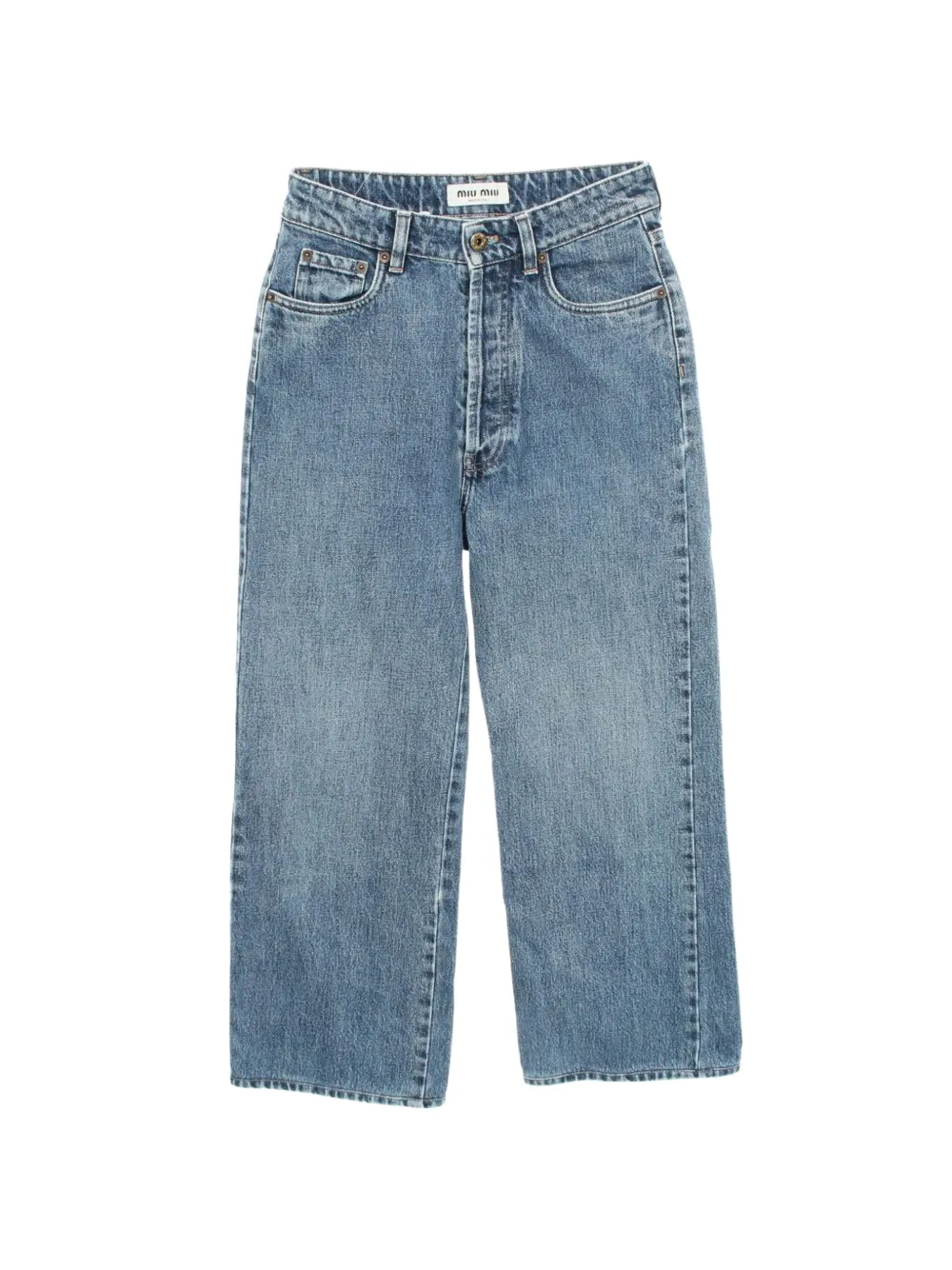Miu Miu Pre-Owned 2010s logo patch wide-leg jeans - Blu