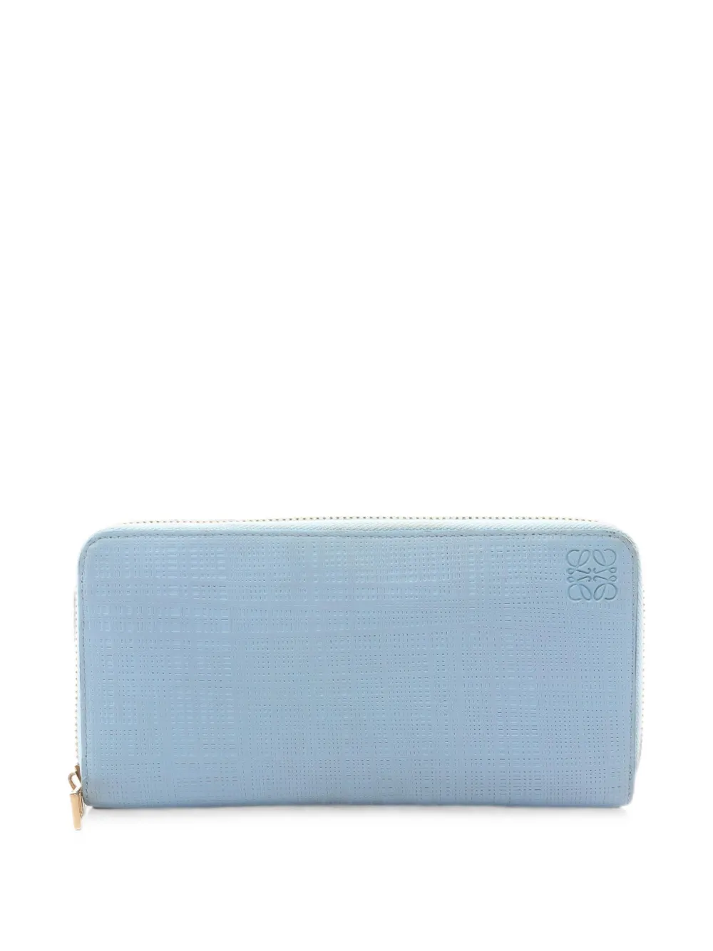 Pre-owned Loewe 2010s Linen Zip-around Wallet In Blue