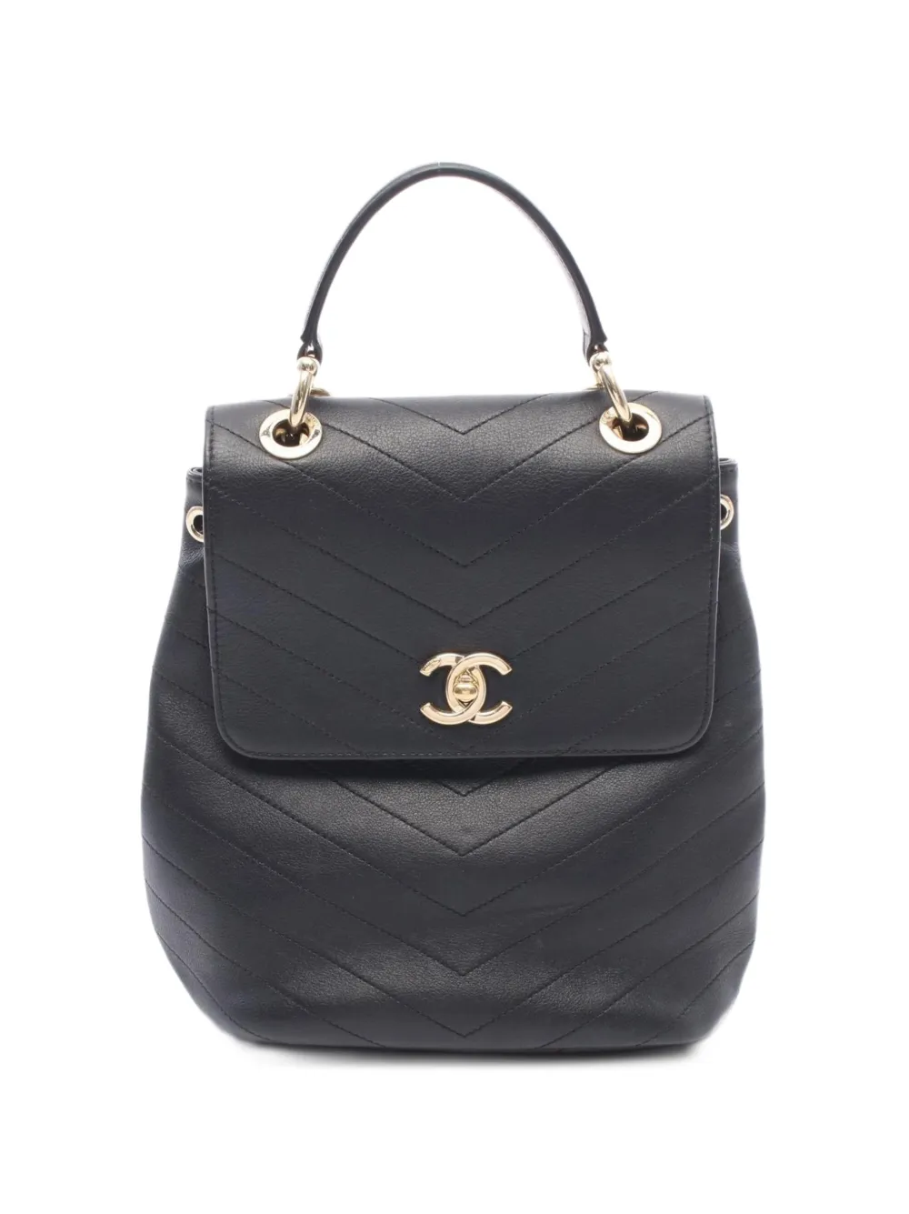 CHANEL Pre-Owned 2019 Chevron V-stitch backpack - Nero