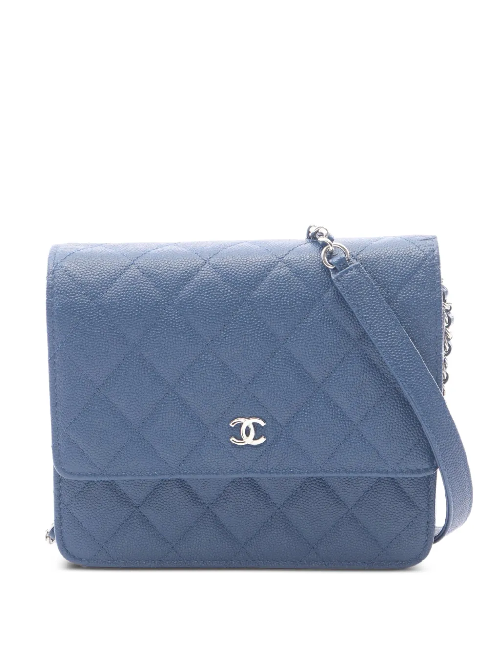 CHANEL Pre-Owned 2017-2018 Matelassé Caviar chain wallet - Blau