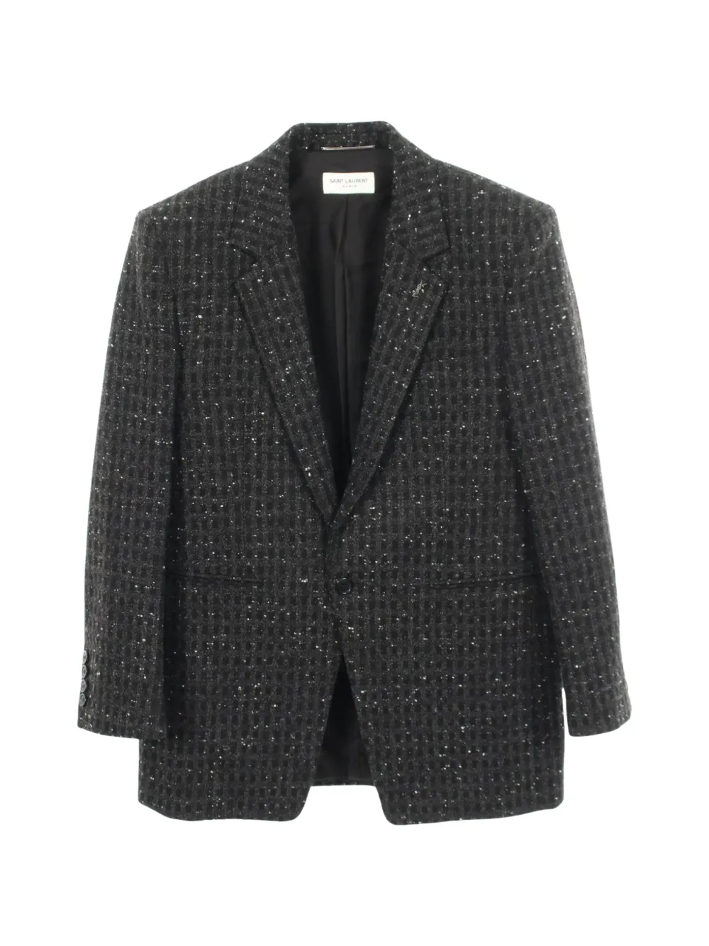 Saint Laurent Pre-Owned 2010s Cassandre pin-detail tailored jacket - Grigio