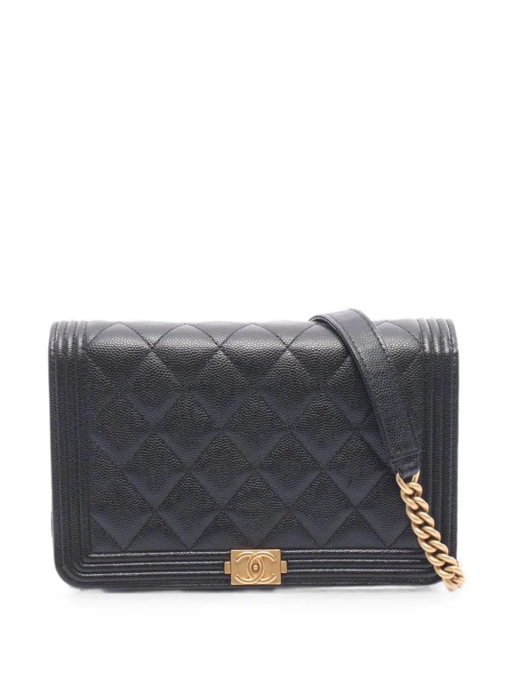 CHANEL Pre-Owned Boy matelassé chain wallet mini crossbody bag - Nero