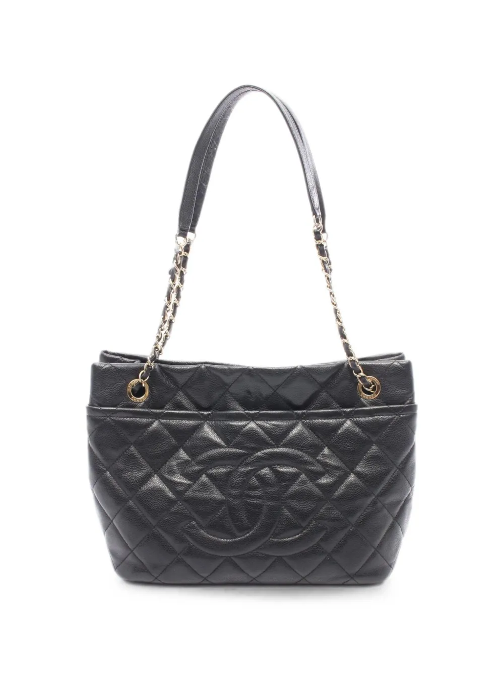 CHANEL Pre-Owned 2012-2013 matelassé CC chain tote bag - Black