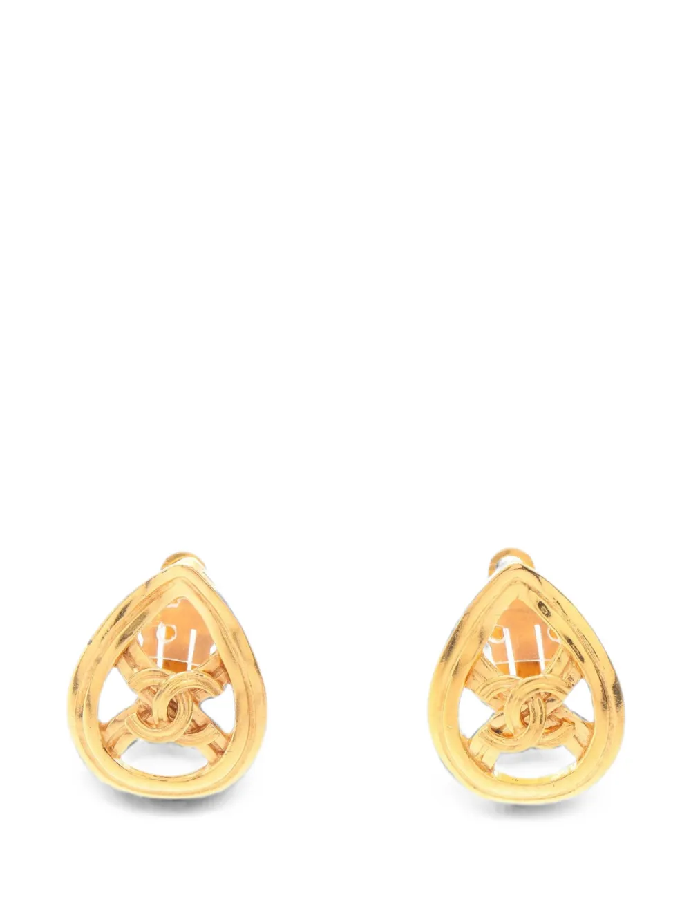 CHANEL Pre-Owned 1996 Coco Mark teardrop earrings - Gold