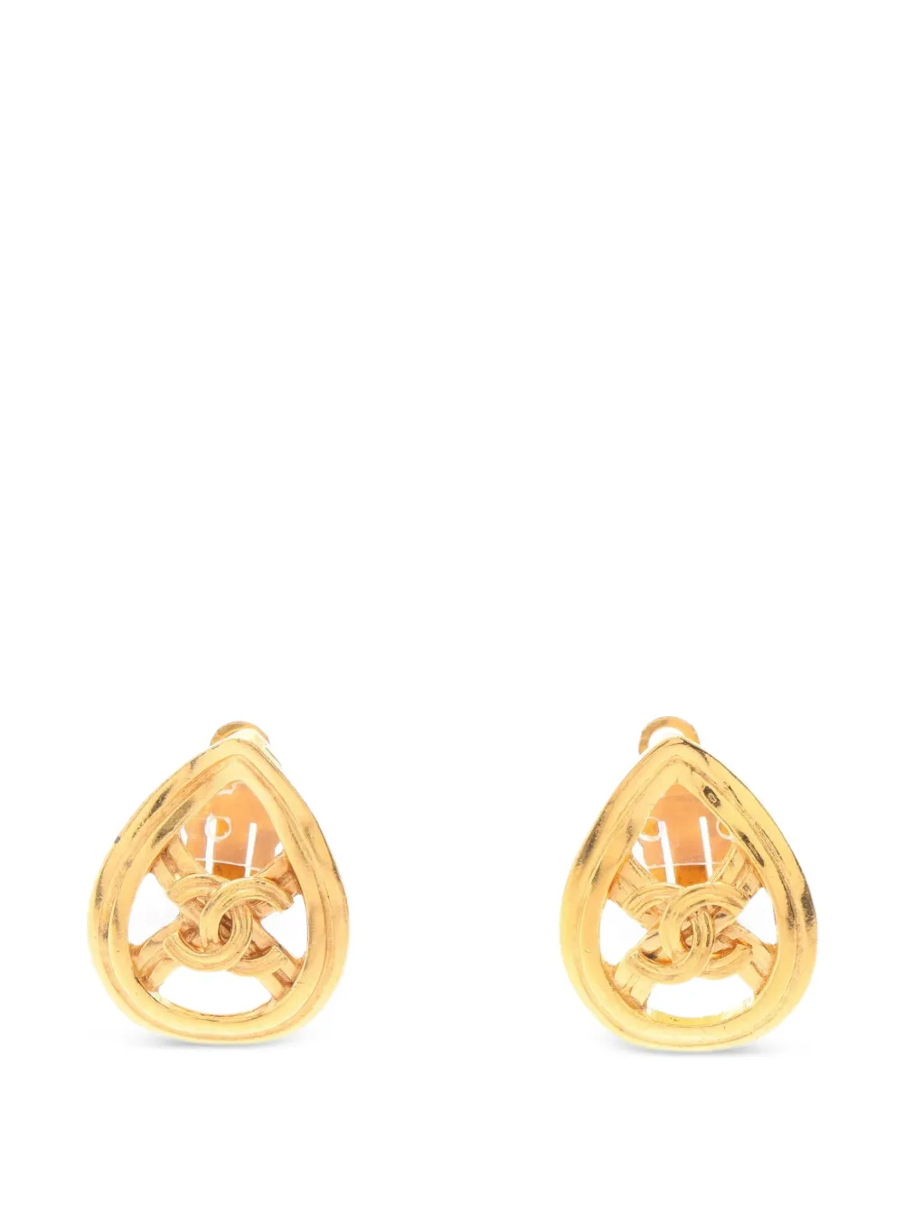 CHANEL Pre-Owned 1996 Coco Mark teardrop earrings - Oro