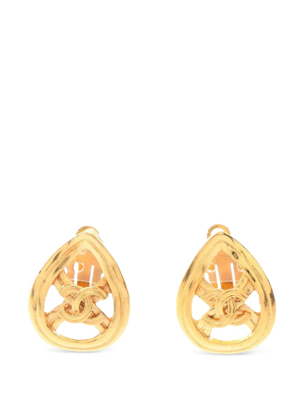 CHANEL Pre-Owned 1996 Coco Mark teardrop earrings - Oro