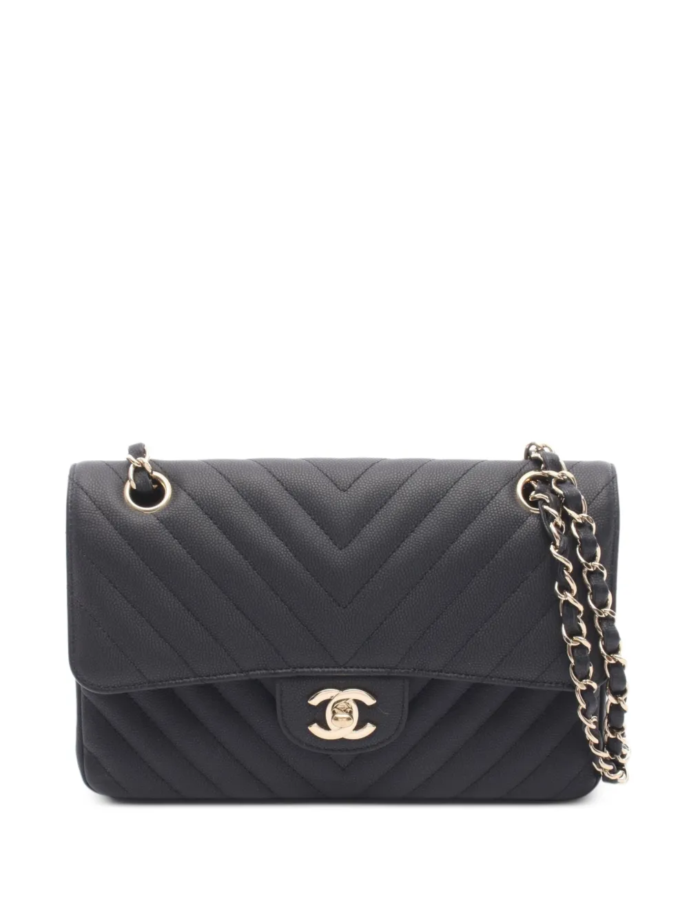 CHANEL Pre-Owned 2019 Chevron V-stitch flap shoulder bag - Nero