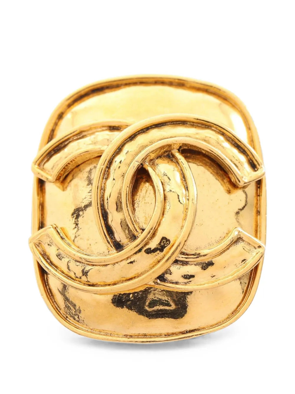 CHANEL Pre-Owned 1994 Coco Mark rectangle brooch - Gold