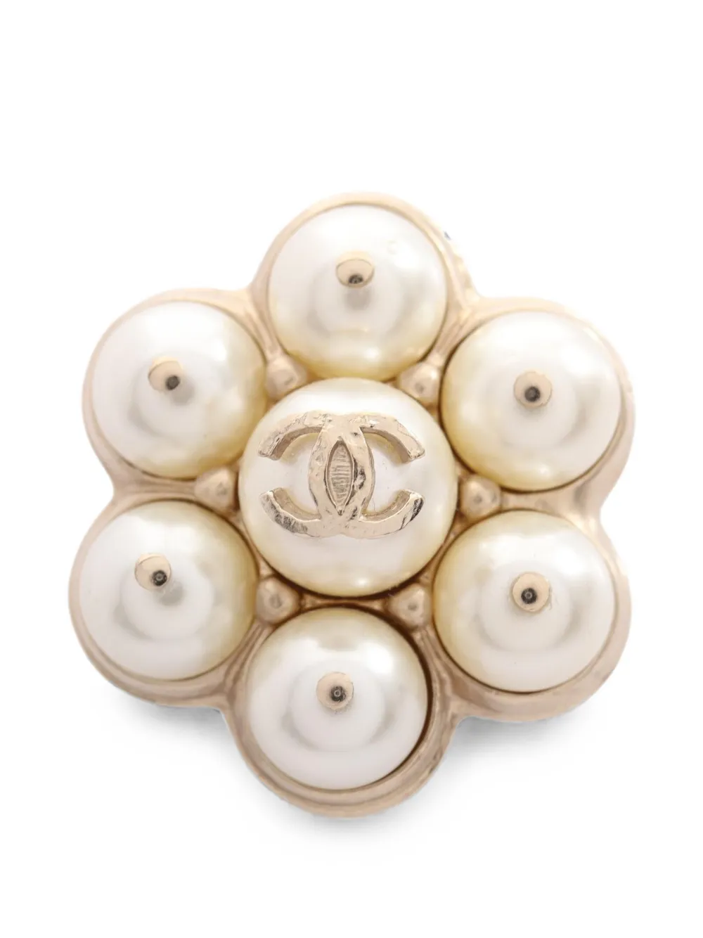 CHANEL Pre-Owned 2015 Coco Mark faux-pearl brooch - Oro