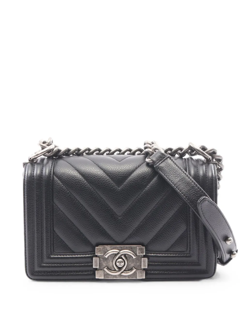 CHANEL Pre-Owned 2019 Boy Chanel chevron-quilted shoulder bag - Black