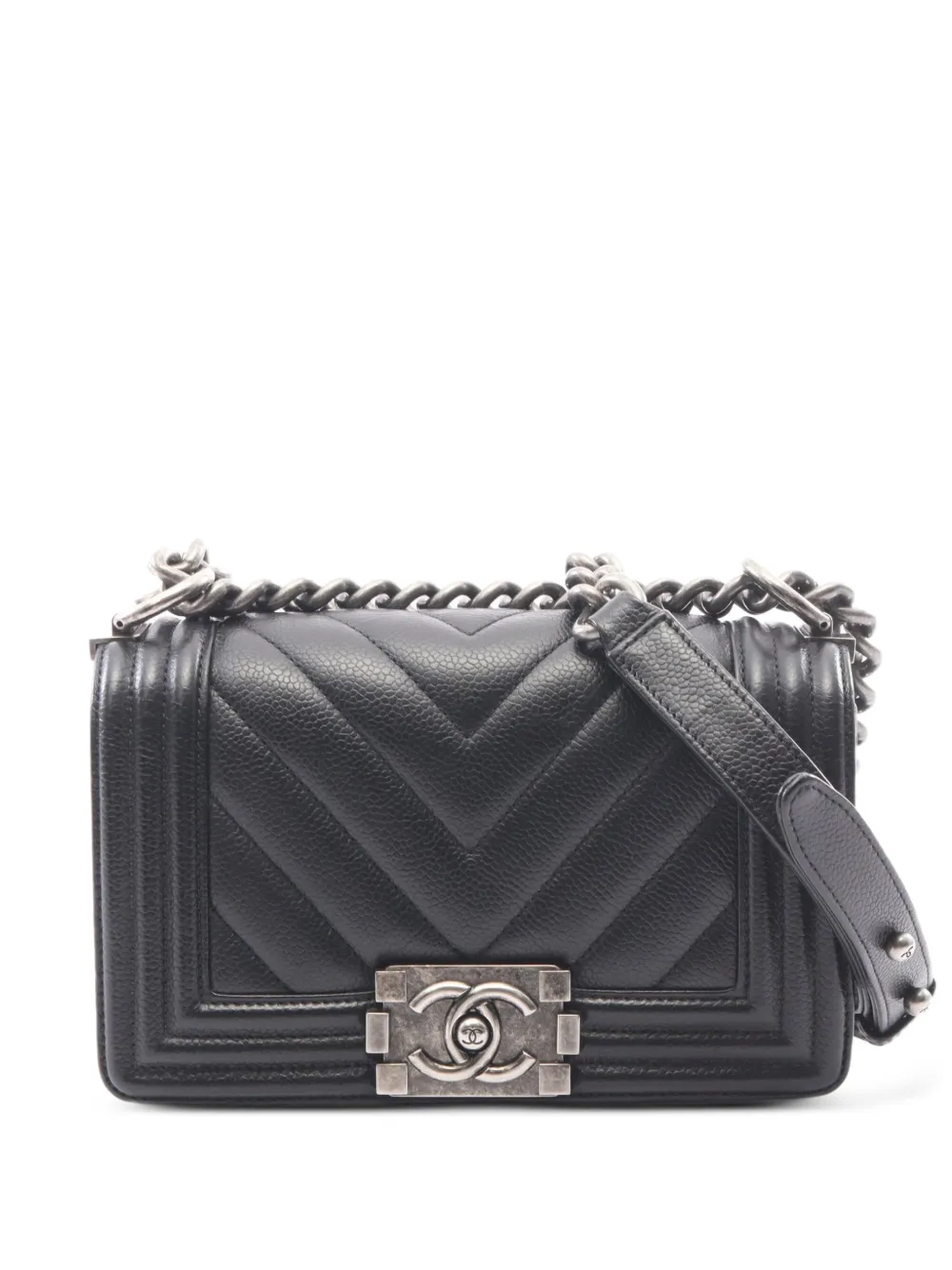 CHANEL Pre-Owned 2019 Boy Chanel chevron-quilted shoulder bag - Nero