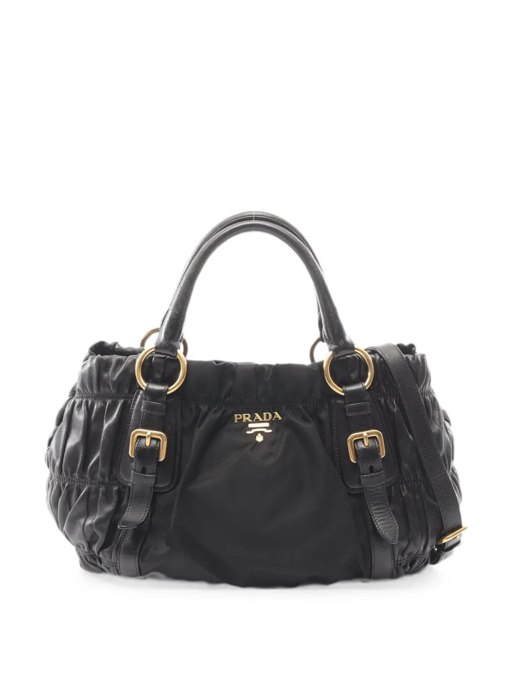 Prada Pre-Owned 2000s Gaufre buckled tote bag - Black