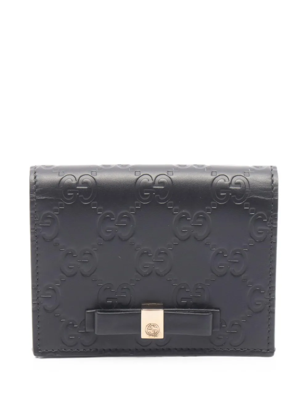 Gucci Pre-Owned 2010s Guccissima bow bi-fold wallet - Schwarz