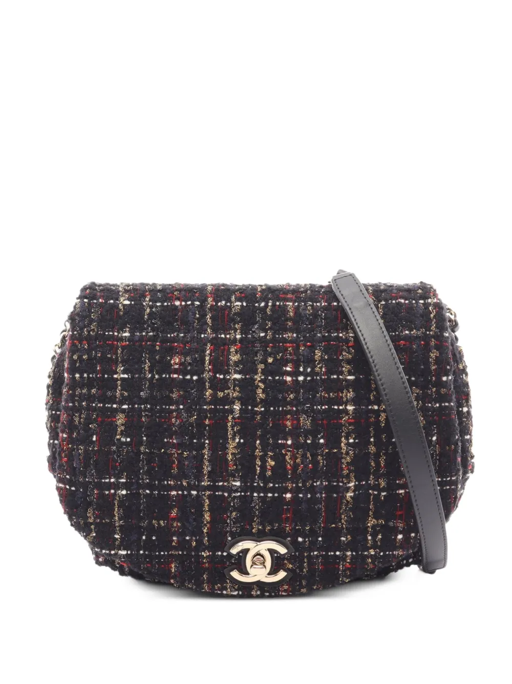 CHANEL Pre-Owned 2019 Coco Mark tweed shoulder bag - Nero