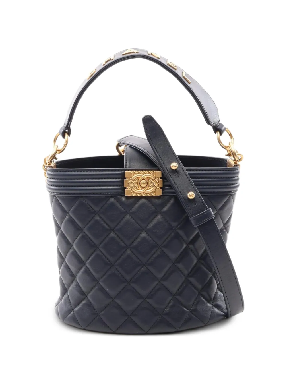 CHANEL Pre-Owned 2020-2021 Boy Chanel quilted bucket bag - Blu