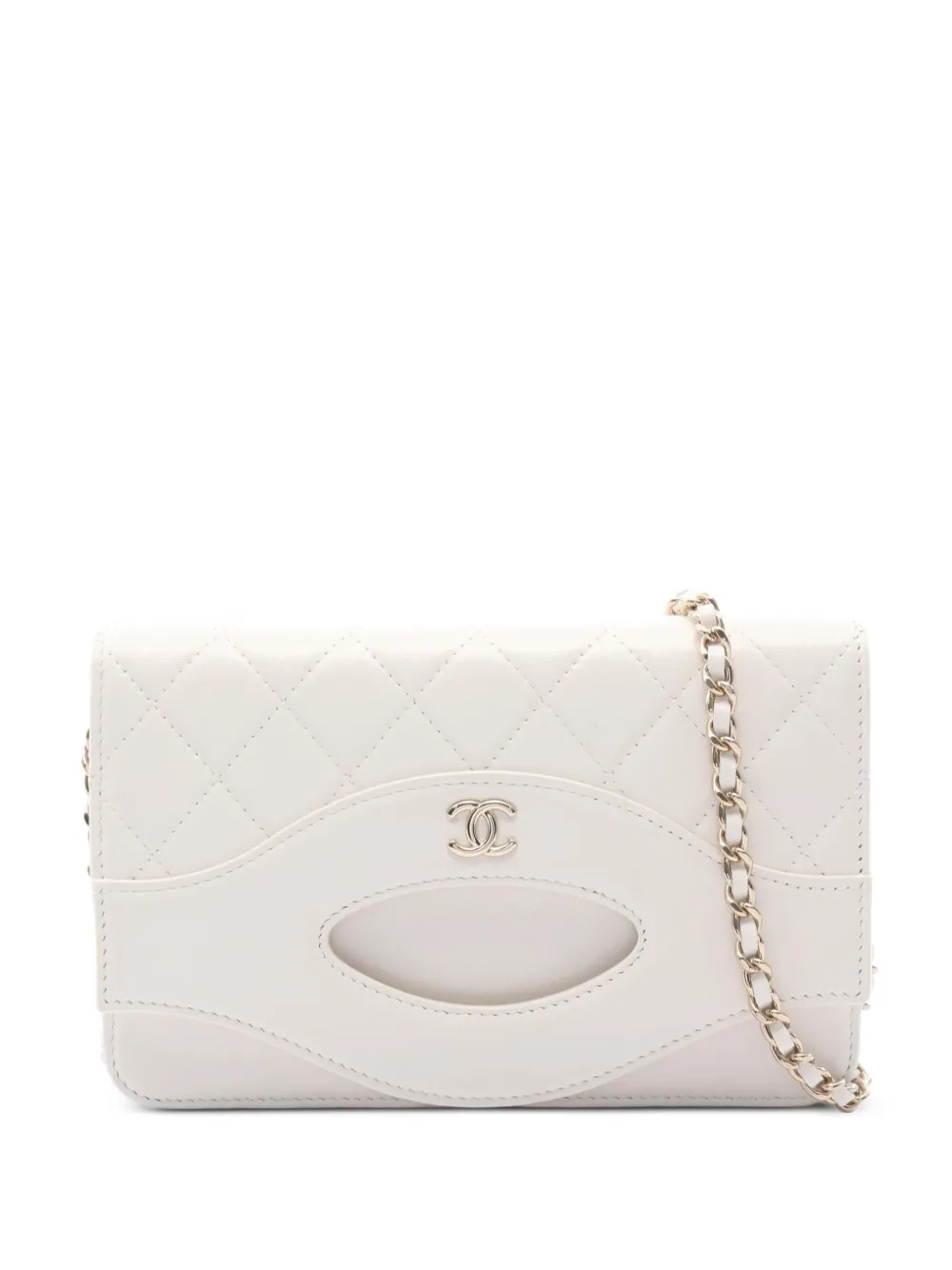CHANEL Pre-Owned 2021 Matelassé chain mini bag - Bianco