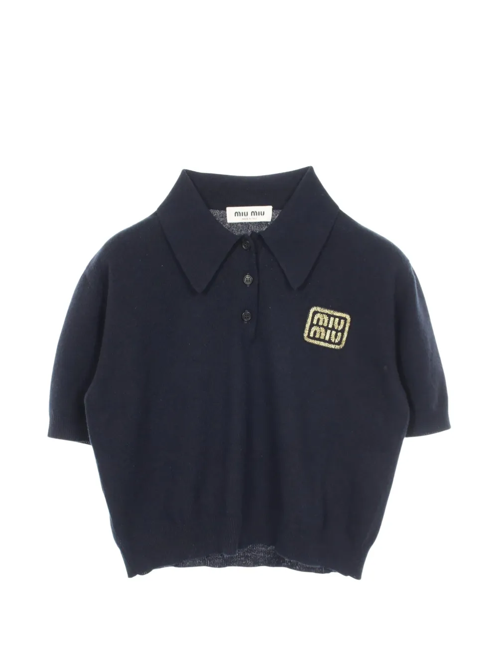 Miu Miu Pre-Owned 2010s logo-embroidered polo shirt - Blu