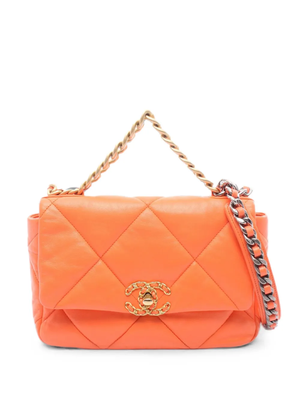 CHANEL Pre-Owned 2019 19 Dixneuf Matelassé shoulder bag - Arancione