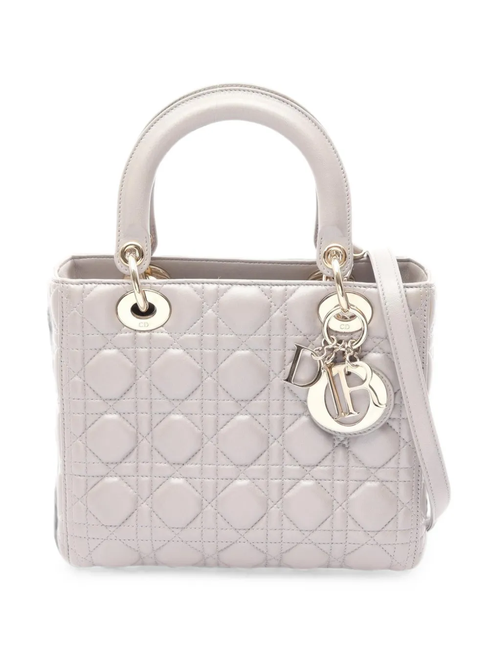 Christian Dior Pre-Owned 2000s Lady Dior Cannage leather tote bag - Grey