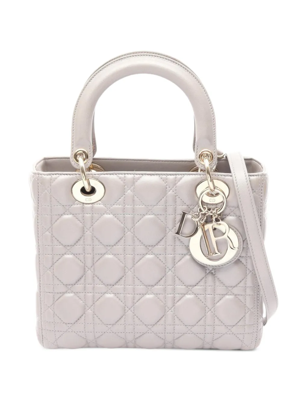 Christian Dior Pre-Owned 2000s Lady Dior Cannage leather tote bag - Grau