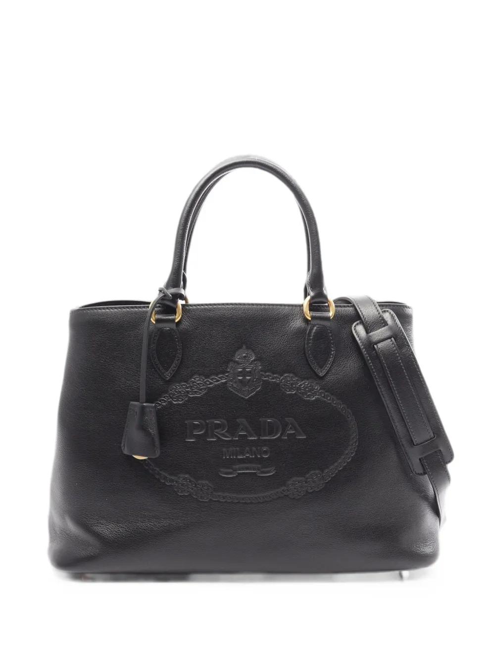 Prada Pre-Owned 2010s logo-jacquard leather handbag - Black
