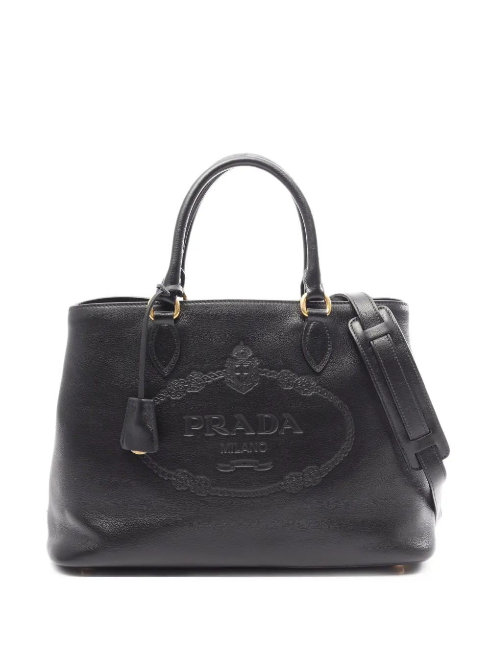 Prada Pre-Owned 2010s logo-jacquard leather handbag - Schwarz