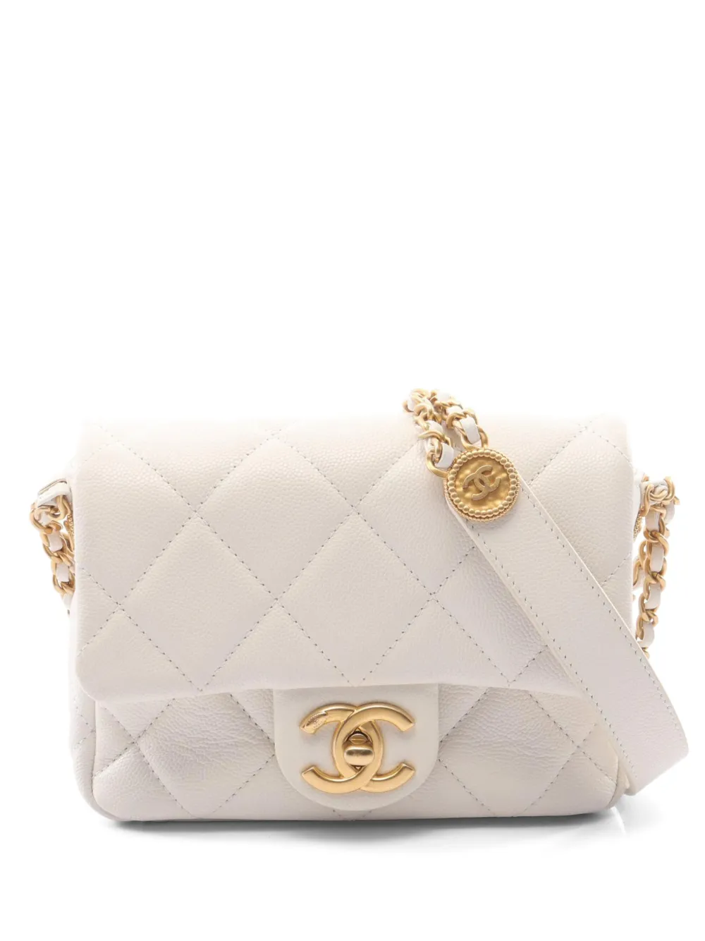 CHANEL Pre-Owned Matelassé Caviar shoulder bag - Bianco