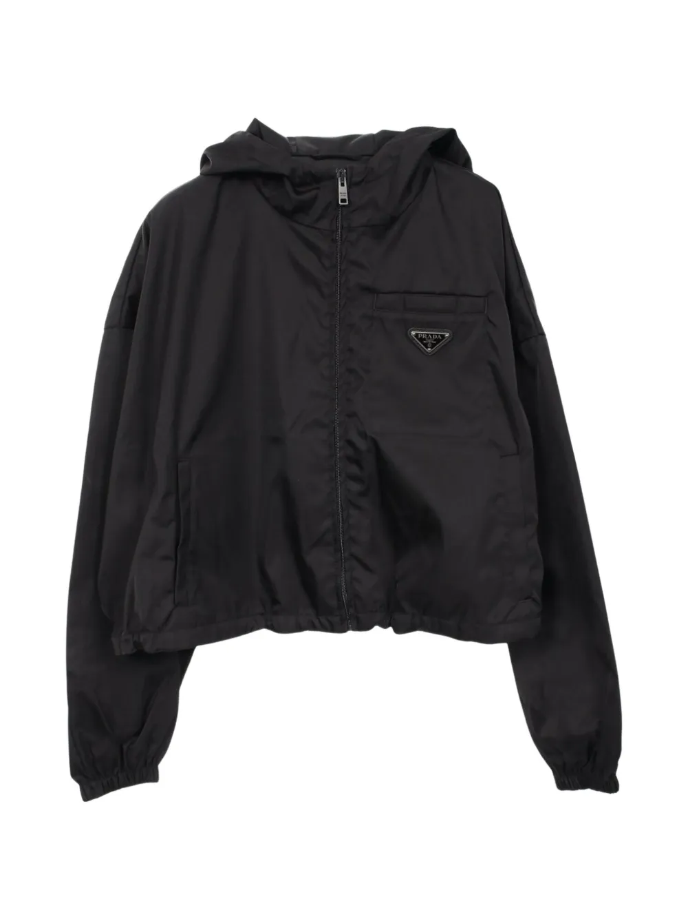 Prada Pre-Owned 2010s Re-Nylon Triangle logo hooded jacket - Black
