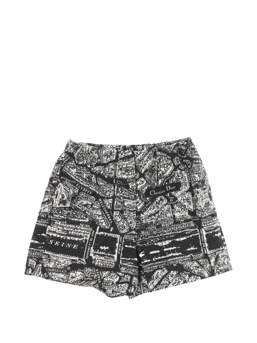 Christian Dior Pre-Owned 2010s Plan de Paris-print button-fly shorts - Black