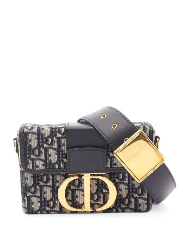 Dior Pre-owned 2010s 30 Montaigne Oblique Shoulder Bag in Blue