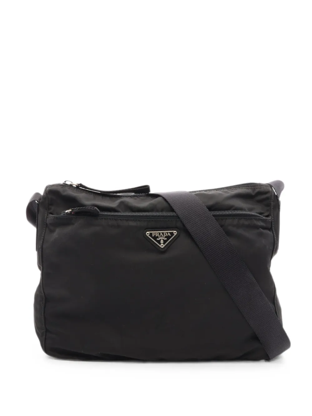 Prada Pre-Owned 2000s Tessuto logo plate shoulder bag - Schwarz