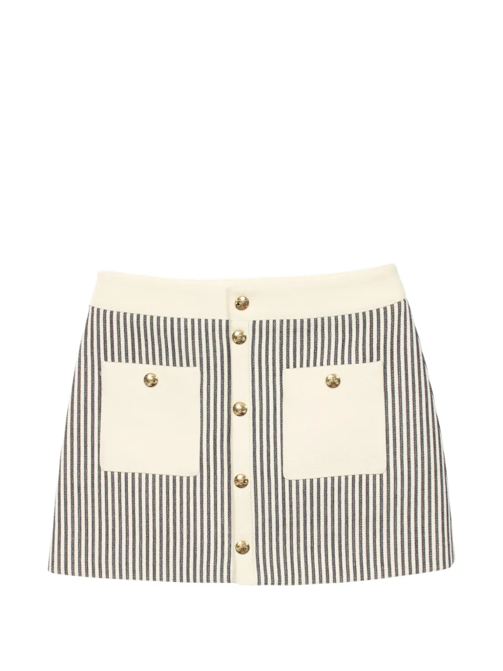 Celine Pre-Owned 2010s Triomphe button striped mini skirt - Bianco