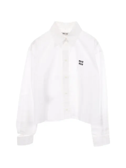 Miu Miu Pre-Owned camisa de popelina con logo bordado 2010