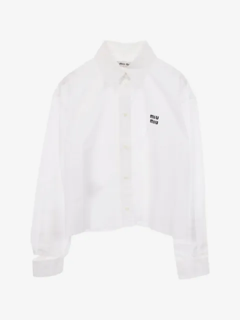 Miu Miu Pre-Owned 2010s poplin logo-embroidered shirt