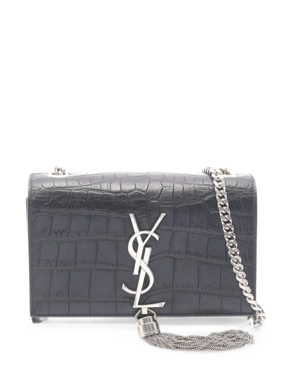 Saint Laurent Pre-Owned 2010s Kate croc-embossed leather shoulder bag - Black