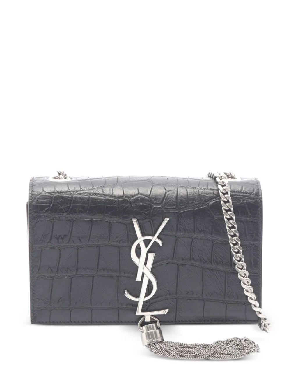 Saint Laurent Pre-Owned 2010s Kate croc-embossed leather shoulder bag - Nero