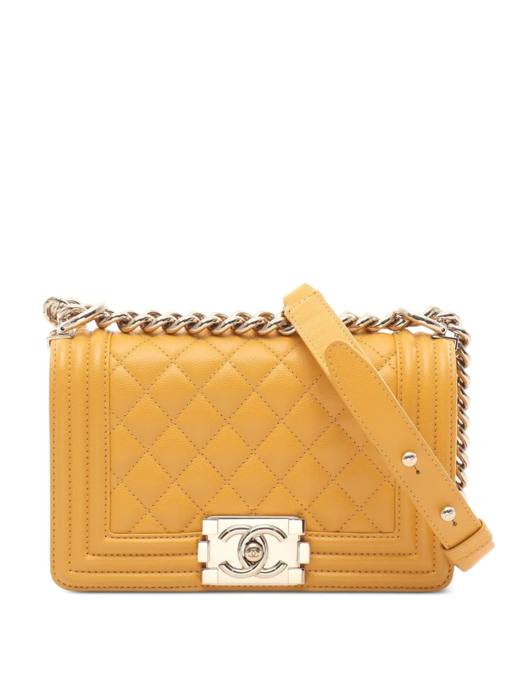 CHANEL Pre-Owned 2021 Boy Chanel leather shoulder bag - Giallo