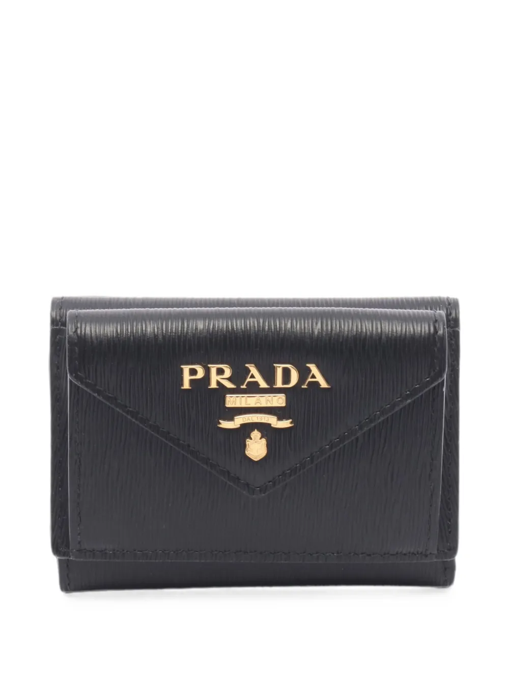Pre-owned Prada 2010s Vitello Move Trifold Wallet In Black