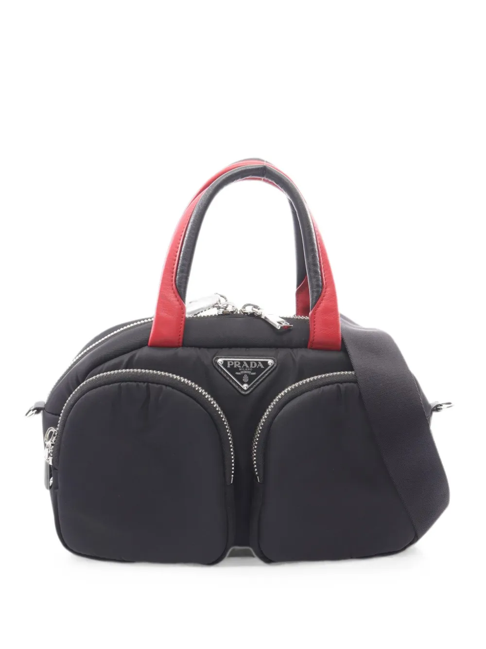 Prada Pre-Owned 2010s Triangle-logo two-way handbag - Black