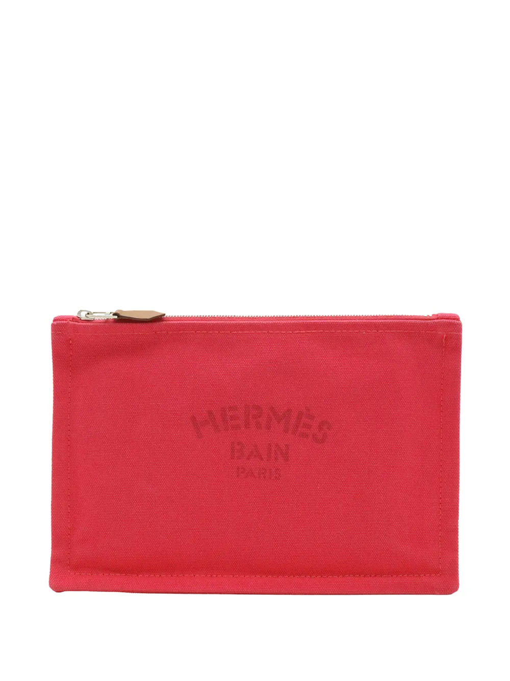 Pre-owned Hermes 2000-2026 Toile Bain Yachting Flat Pm Pouch In Red