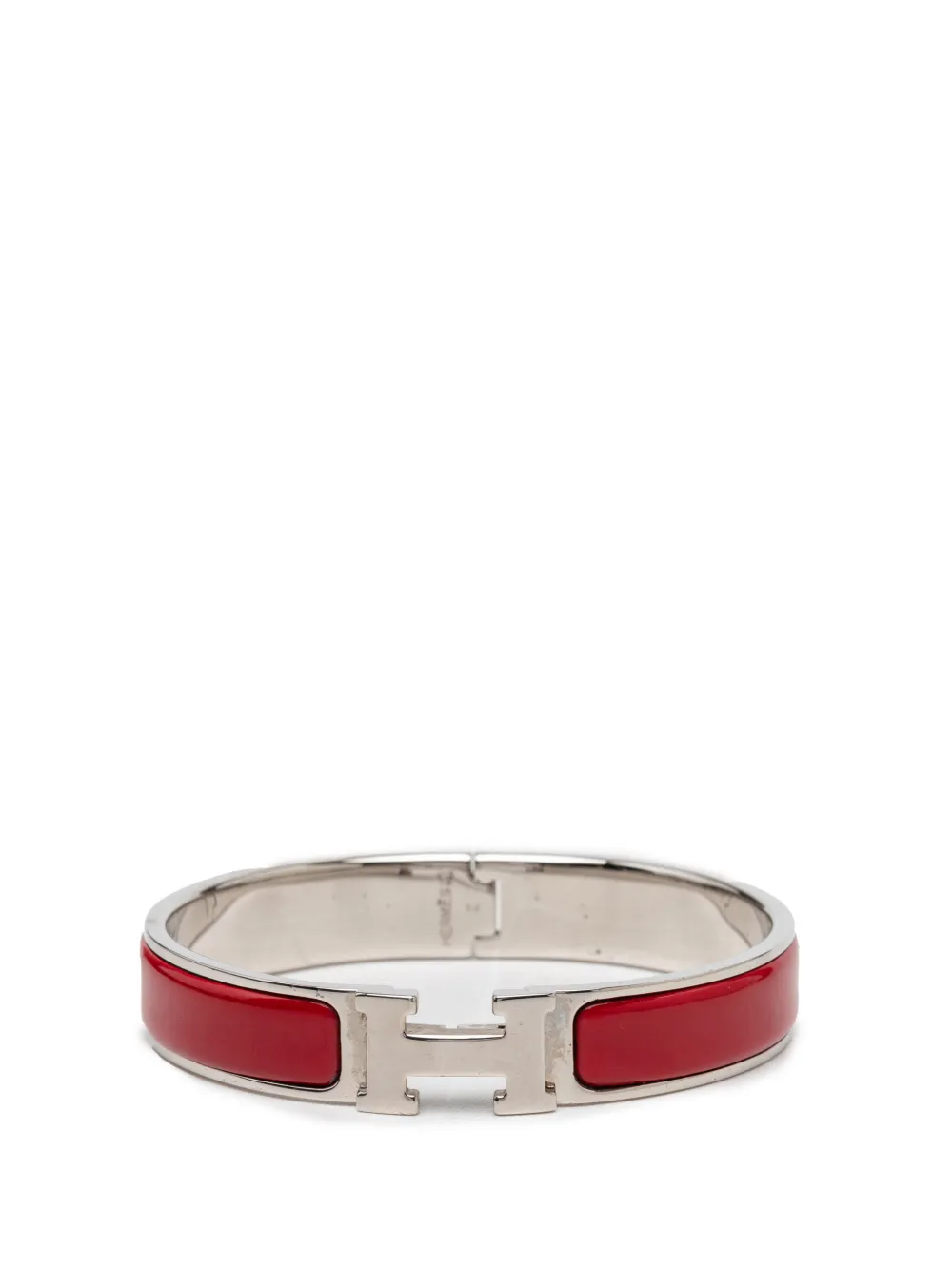 Pre-owned Hermes 2000-2026 Narrow Enamel Clic H Bracelet Pm Costume Bracelet In Red