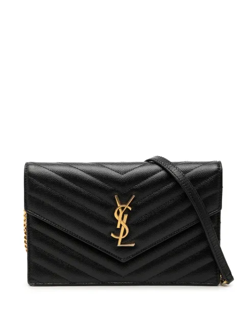 Saint Laurent Pre-Owned 2017 Grain De Poudre Chevron Cassandre Envelope Chain Wallet crossbody bag