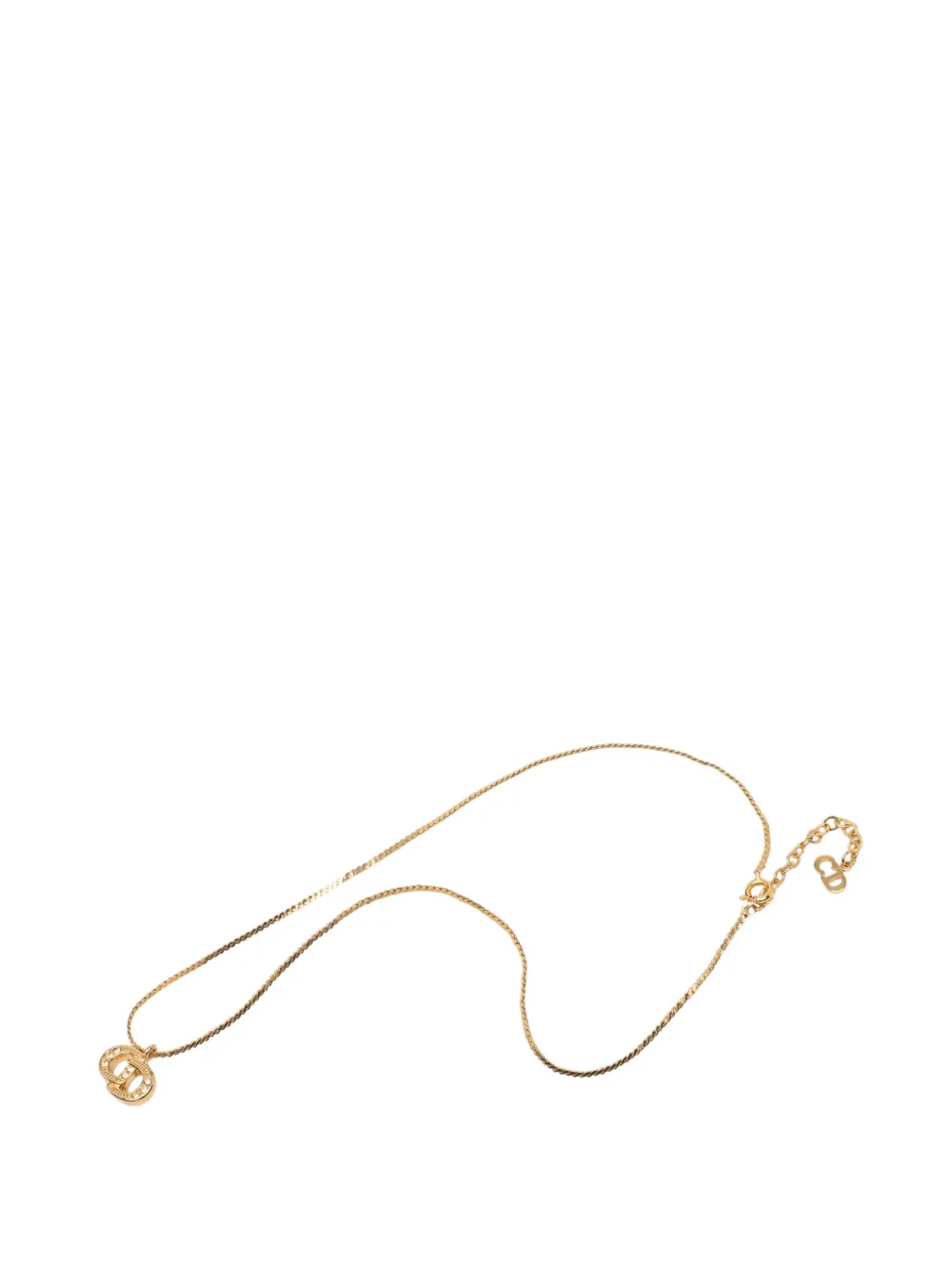 Pre-owned Dior 20th Century Gold Plated Strass Cd Logo Pendant Necklace Costume Necklace