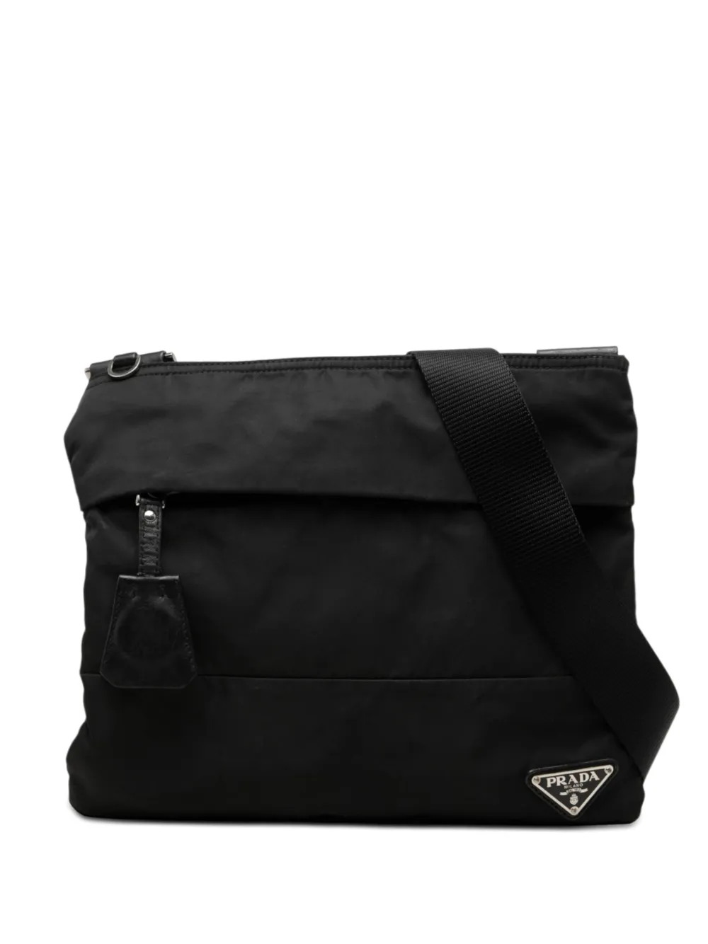 Pre-owned Prada 2013-2026 Tessuto Zip Top Crossbody Bag In Black