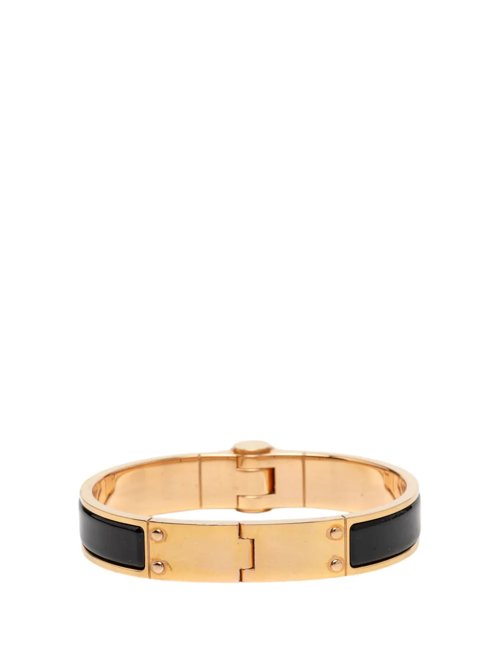 Pre-owned Hermes 2000-2026 Narrow Enamel Charniere Uni Hinged Bracelet Costume Bracelet In Black