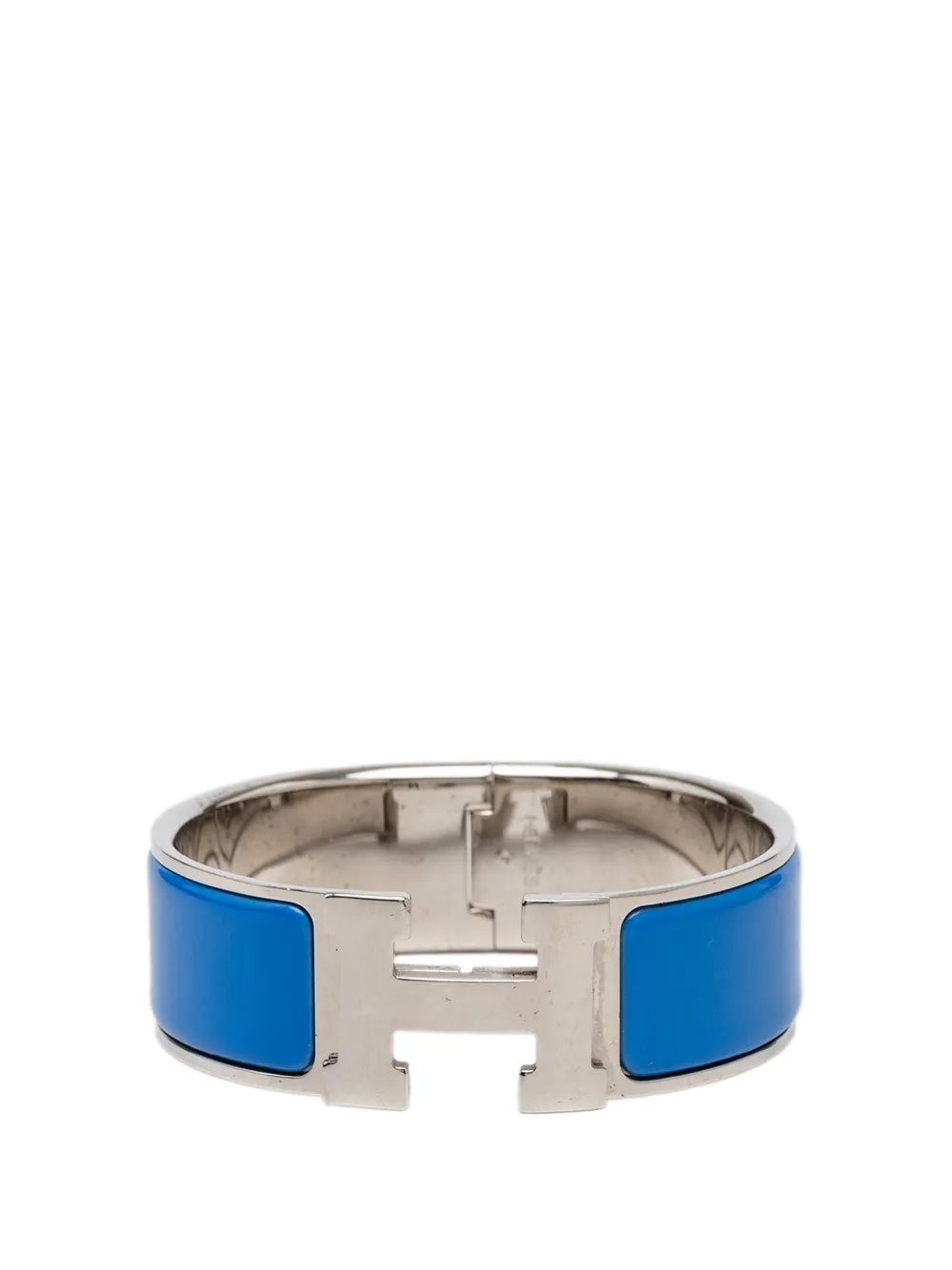 Pre-owned Hermes 2000-2026 Wide Enamel Clic Clac H Bracelet Pm Costume Bracelet In Blue