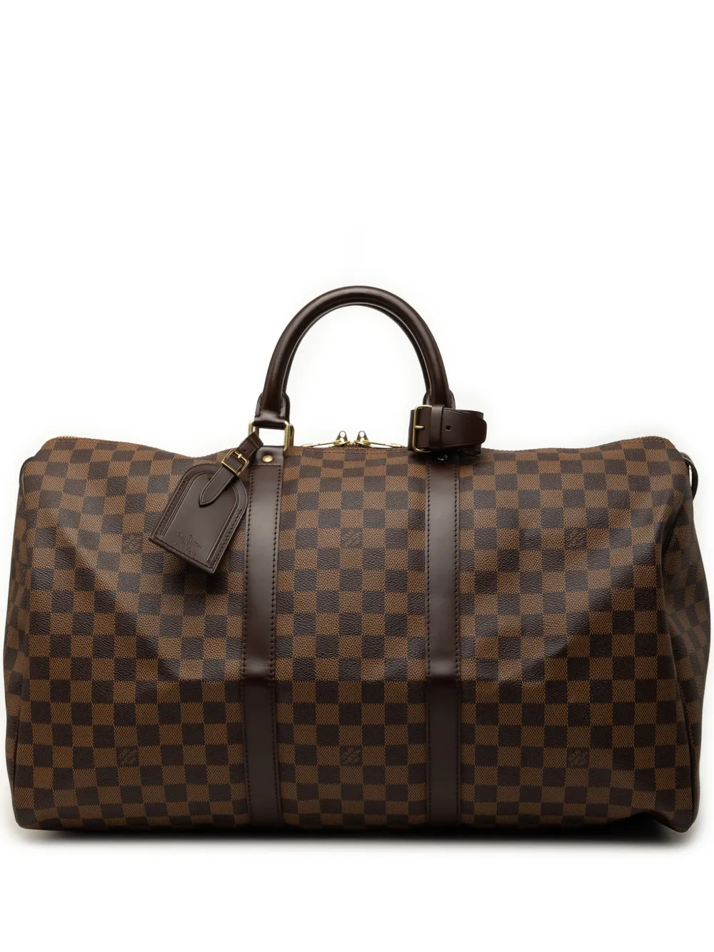 Pre-owned Louis Vuitton 2006 Damier Ebene Keepall 50 Travel Bag In Brown