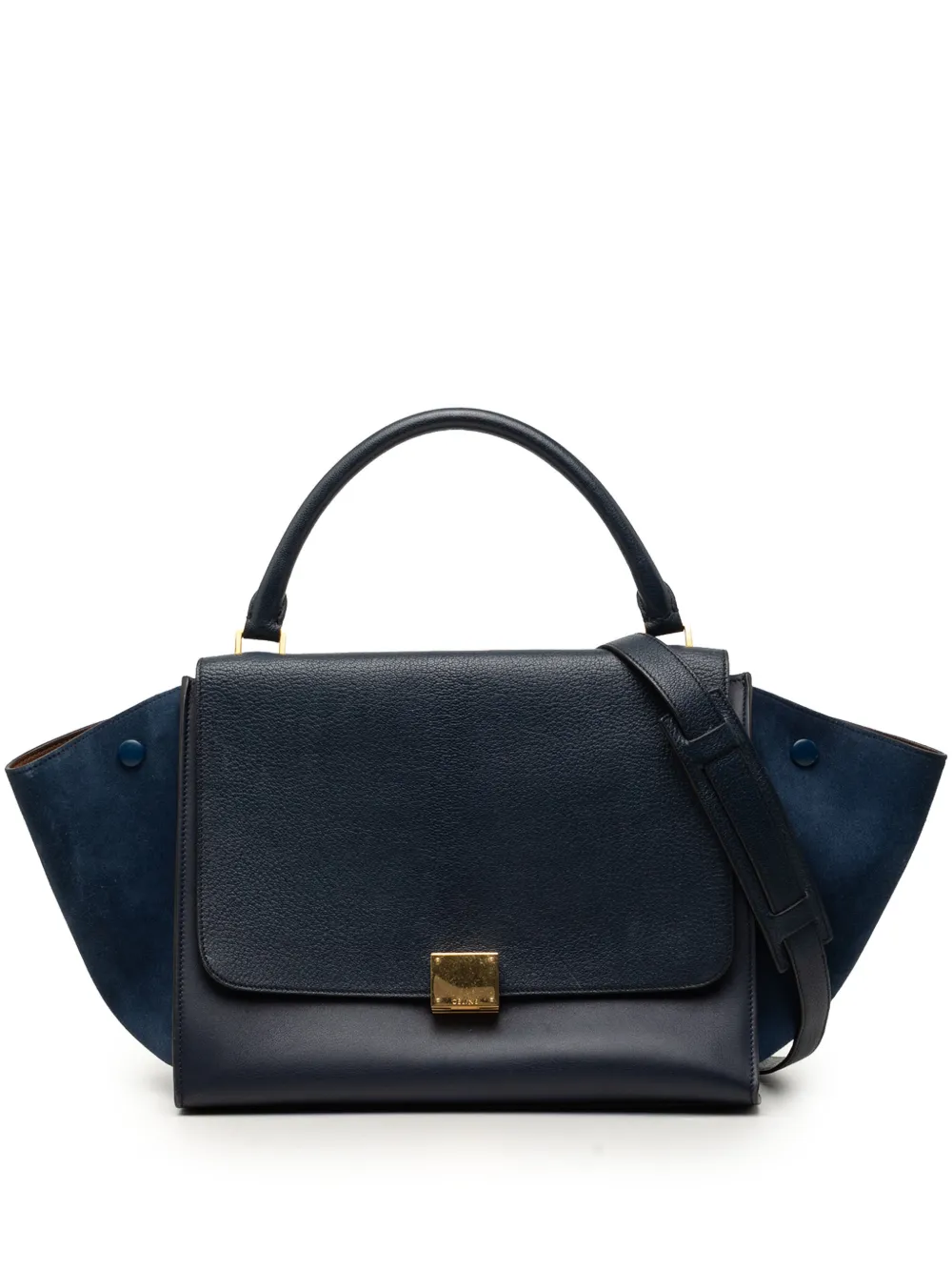Celine Pre-Owned 2015 Medium Calfskin and Suede Trapeze satchel - Blue