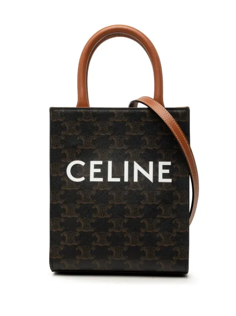 Celine Pre-Owned 2023 Mini Triomphe Coated Canvas Vertical Cabas satchel