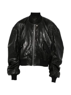 Rick Owens レザーボンバージャケット | ブラック | FARFETCH JP